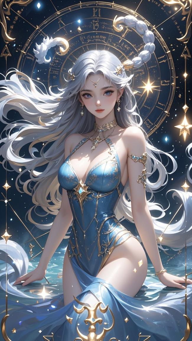 银发女神星轨战衣插画