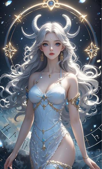 银发牛角女神奇幻写真图