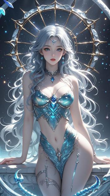 冰晶仙姬星穹坐姿插画