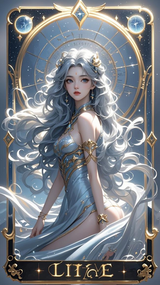 银发女神星轨卡牌插画