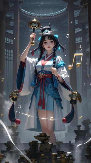 仙侠少女持铃立殿，古风幻境如画