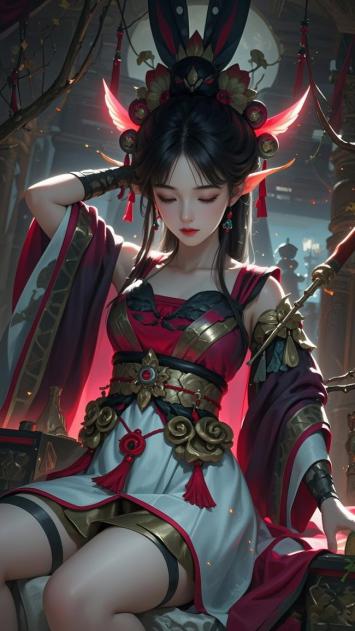 仙侠兔耳女神汉服写真插画