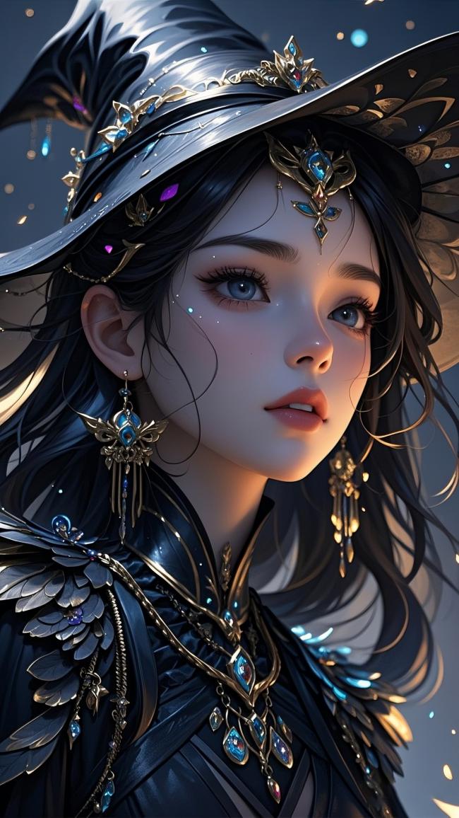 暗黑巫师少女3D写真，星夜珠宝华服