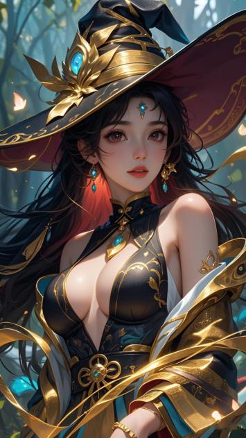 东方女巫森林幻境插画