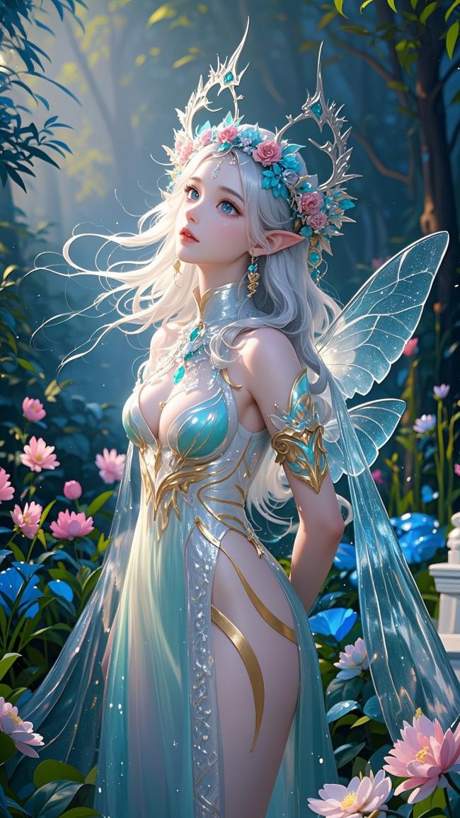 精灵少女森林幻境3D插画