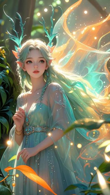 精灵少女森林幻光写真