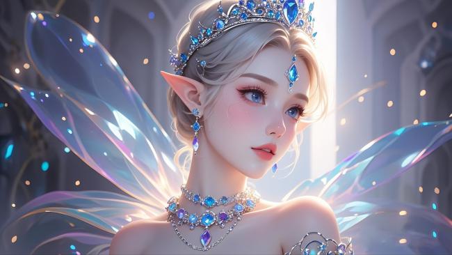 冰晶精灵少女写实肖像