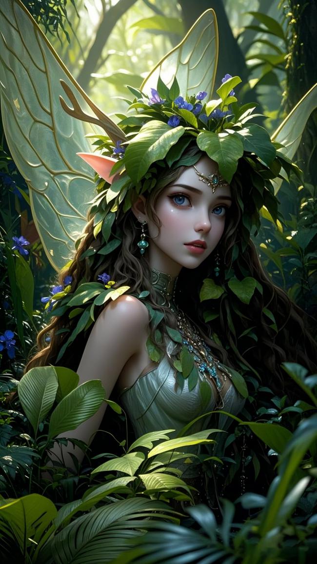 森林精灵少女写实肖像图