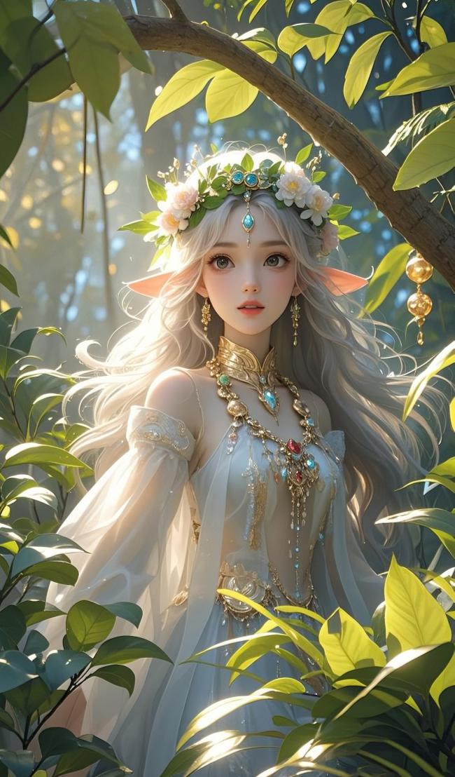 森林精灵少女写实肖像图