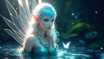 蓝发精灵水中静谧时刻 ✨