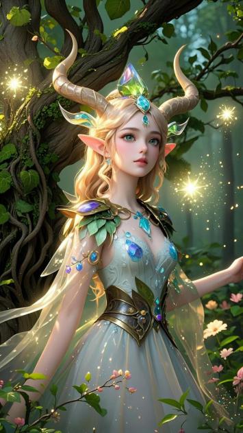 森林精灵少女写实插画