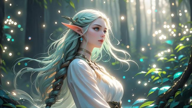 精灵少女森林光斑写真