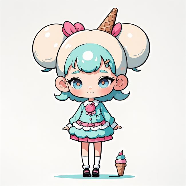 冰淇淋少女赛璐璐动漫插画