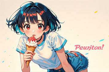 动漫少女吃冰淇淋插画