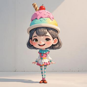 冰淇淋少女3D卡通形象设计图
