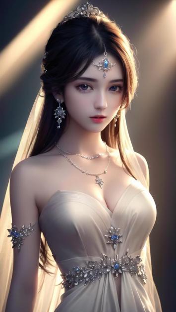 古风仕女华服写真，蓝宝点缀，光影神圣