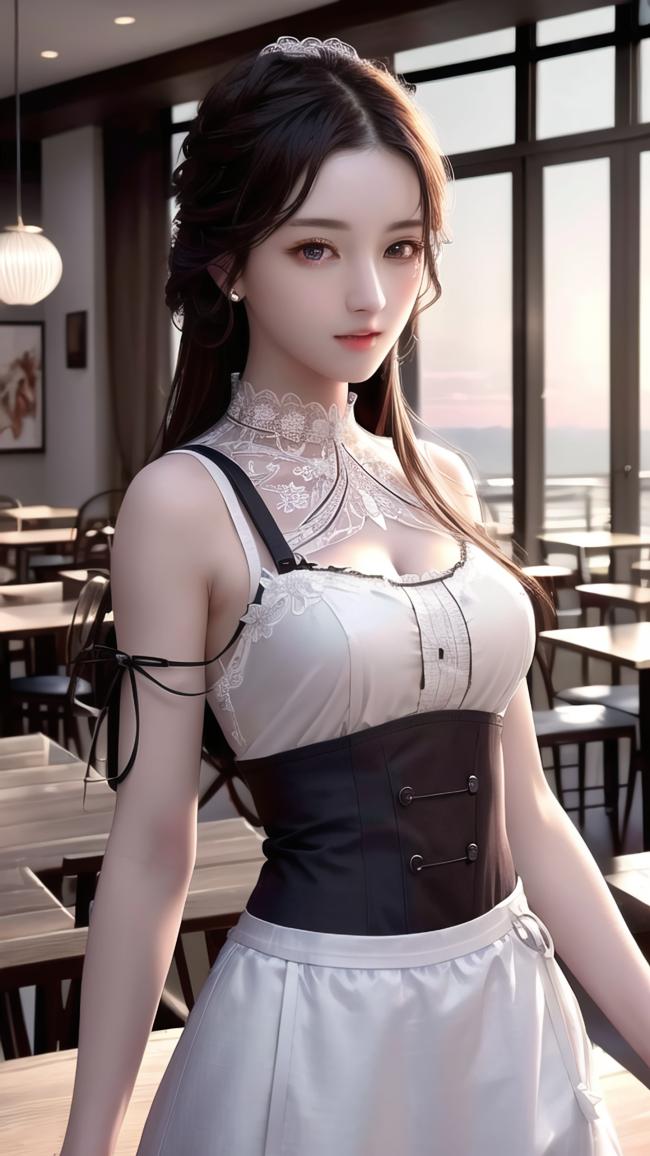 写实女仆少女咖啡厅肖像图