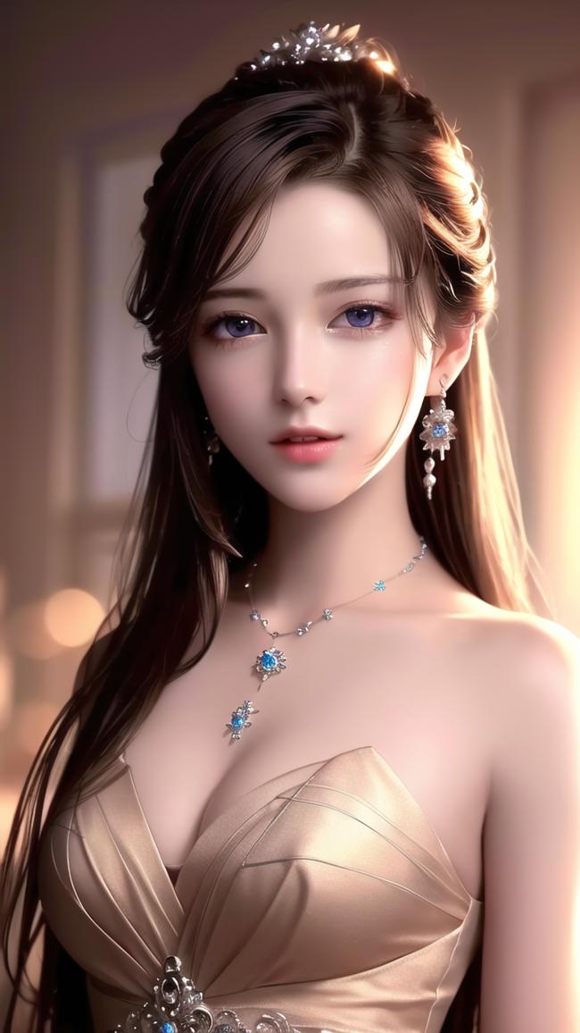 古典贵妇写真：金纱华服配蓝宝珠宝