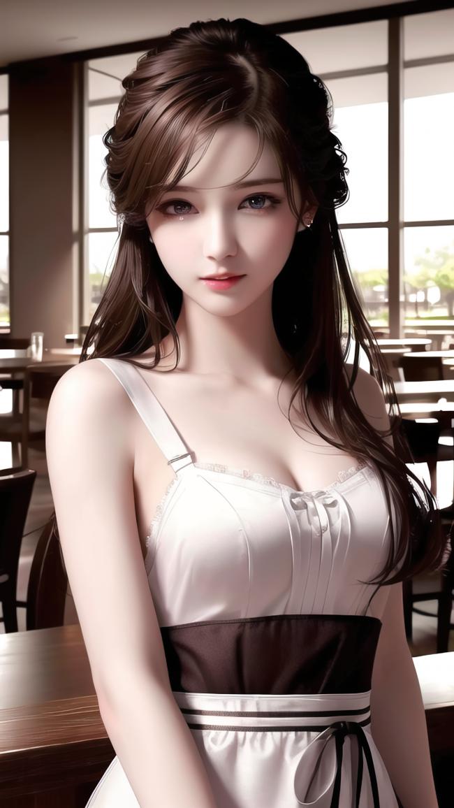 写实风格少女咖啡厅肖像图