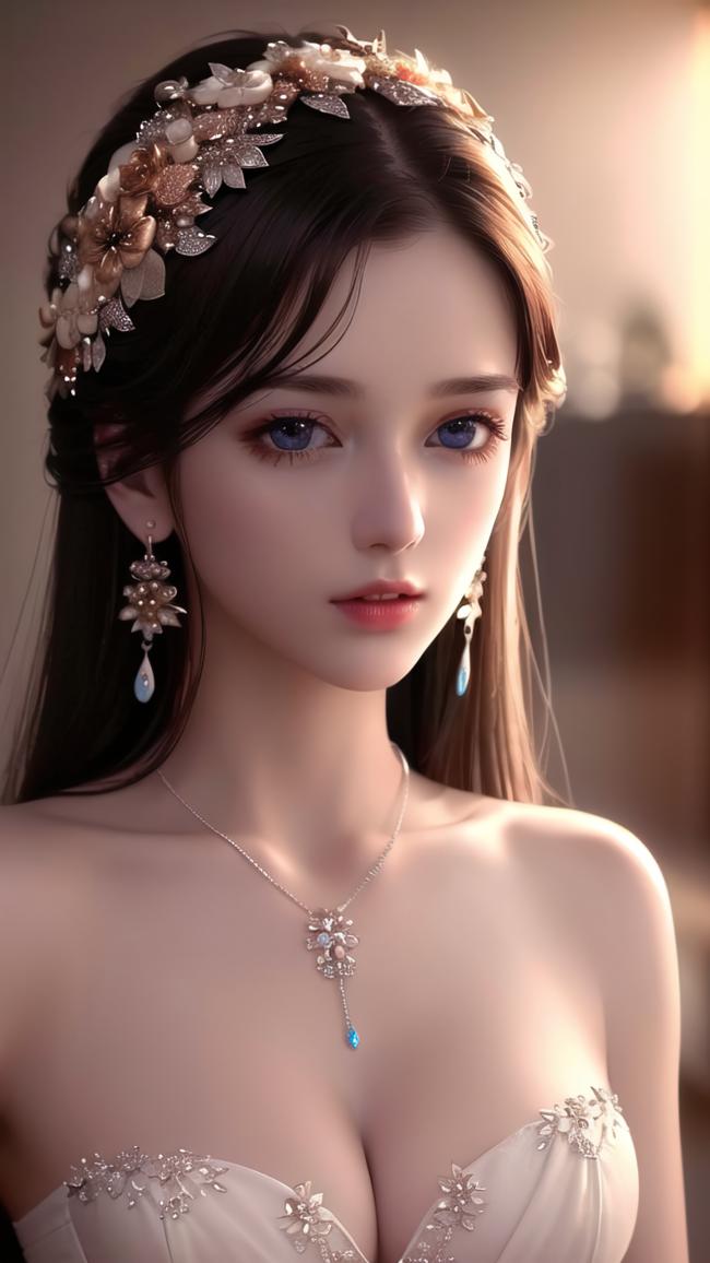 写实美人肖像：珠宝华服映柔光