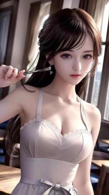 二次元少女写真：窗边柔光下的优雅瞬间