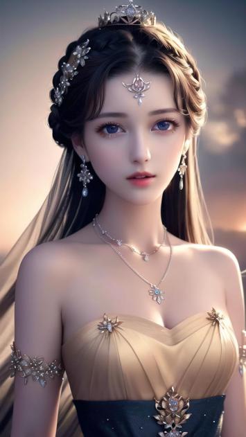 仙侠贵女写真：暮色华服映蓝眸