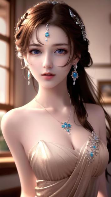 古风仕女写真：蓝宝华服映柔光