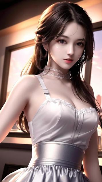 银缎少女窗边写真，柔光映肤细腻如瓷