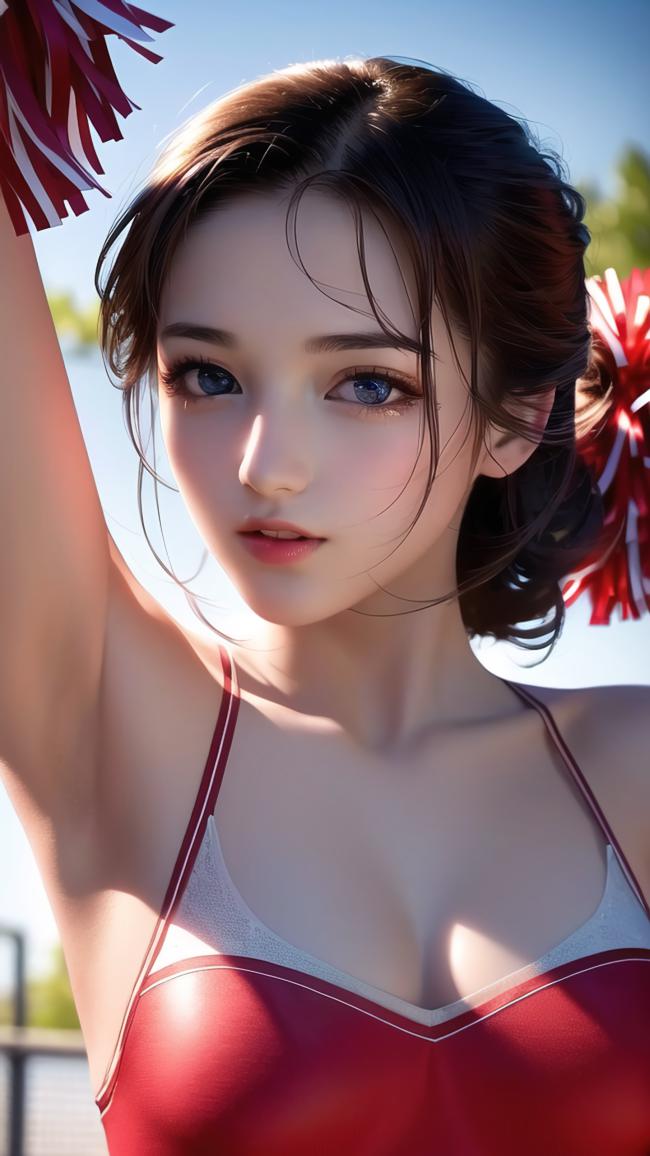 动漫啦啦队少女阳光特写插画