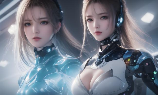 赛博朋克双女战士：未来科技装甲对决