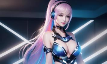 赛博朋克女战士霓虹光影写真