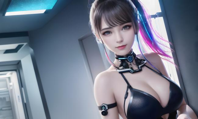 赛博朋克女战士霓虹光影写真