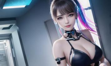 赛博朋克女战士霓虹光影写真