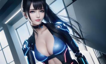 赛博朋克女战士霓虹战衣写真