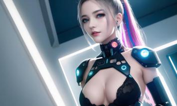 赛博朋克女战士霓虹光影写真