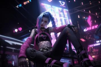 霓虹少女赛博朋克夜景插画