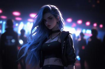 霓虹蓝发赛博女郎：未来都市夜景写真