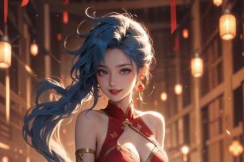 蓝发仙侠少女古风街巷写真