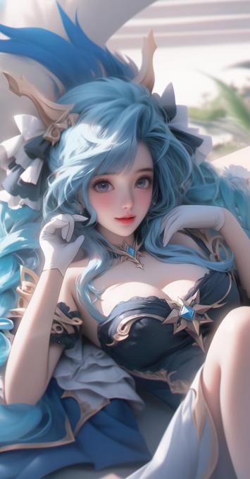 蓝发少女二次元立绘高清图