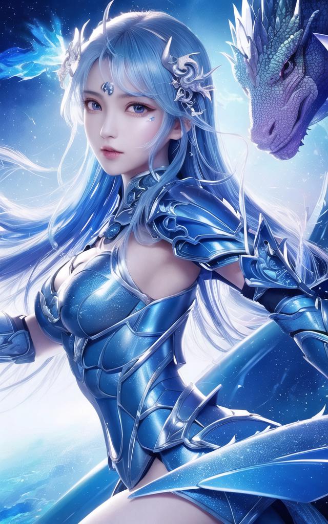 蓝甲仙子与紫龙共舞星海