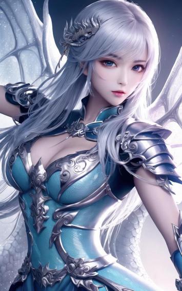 银发天使战士3D角色设计图