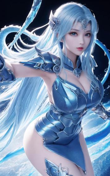 冰霜女神3D角色设计插画