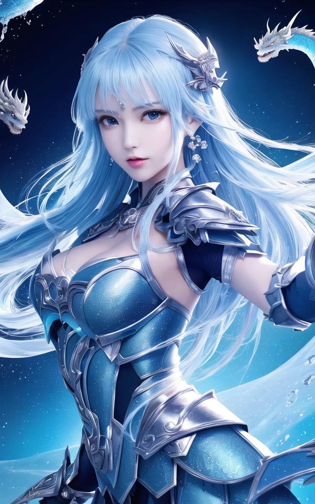 蓝发仙姬战甲映星河