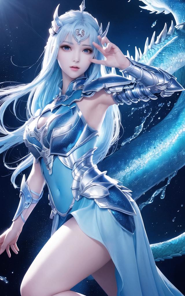 蓝发龙女战士3D奇幻写真