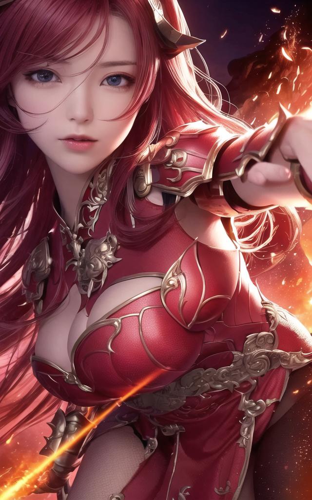 红甲女战士挥剑燃爆战场