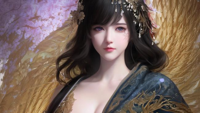 古风仕女樱花羽翼写真