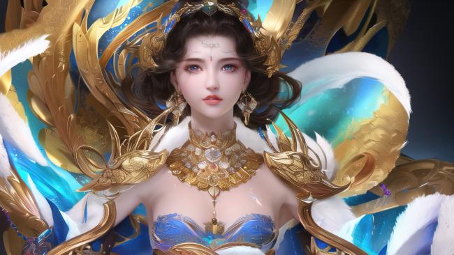 仙侠女神金羽华裳，幻境光影绝美写真