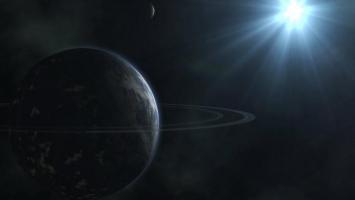 环形行星沐浴星芒的科幻宇宙图景