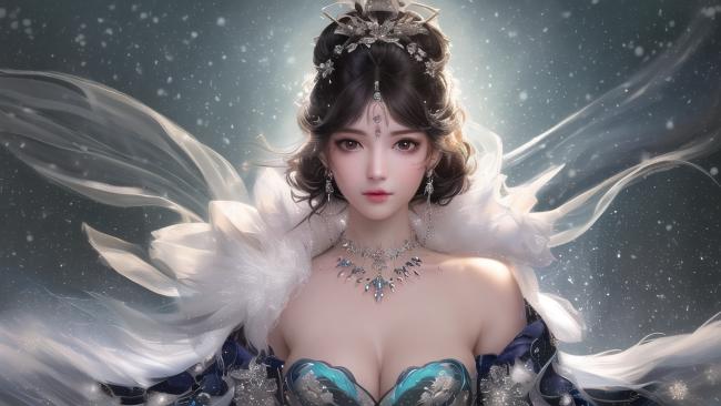 仙侠女神雪中羽翼飘渺图