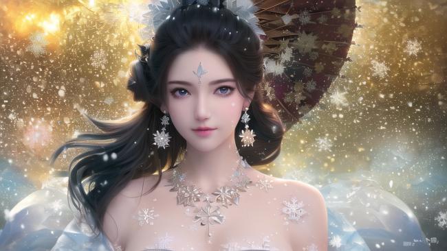 冰雪仙子飘雪写真，仙侠玄幻风绝美角色